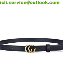 Gucci GG Marmont thin leather belt with shiny buckle dupe GG016