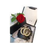 Gucci Leather belt with pearl Double G dupe GG019