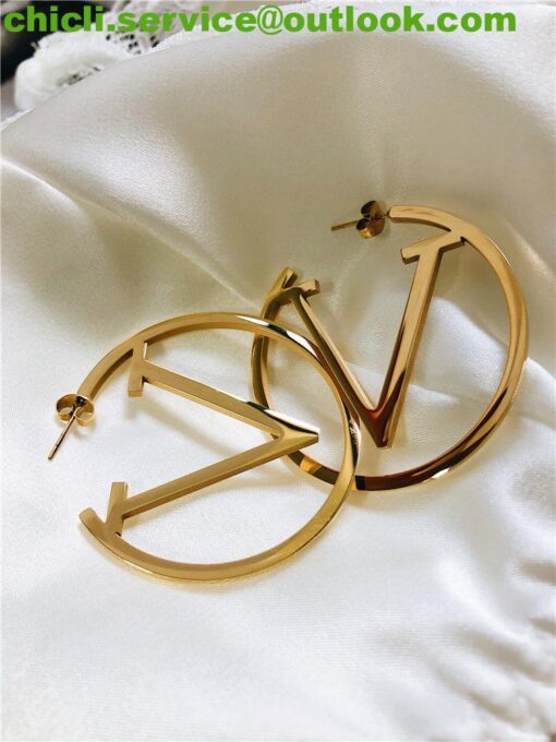 Louis Vuitton LV Louise Hoop GM Earrings Dupe CL030