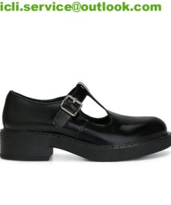 Prada Brushed-leather Mary Jane T-strap shoes dupe PR023