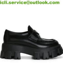 Prada Monolith brushed leather loafers dupe PR011