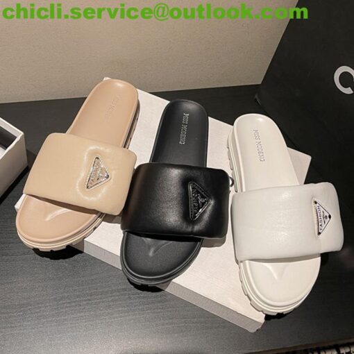 Prada Soft padded nappa leather slides dupe PR004