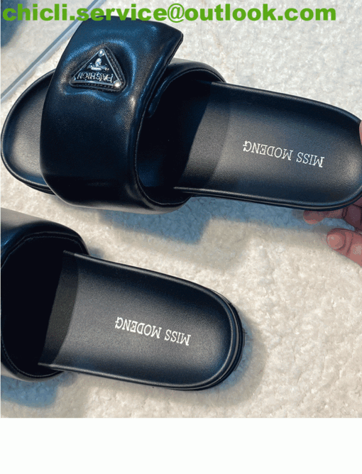 Prada Soft padded nappa leather slides dupe PR004