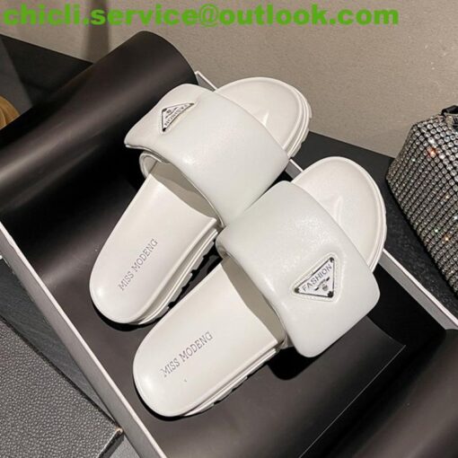 Prada Soft padded nappa leather slides dupe PR004