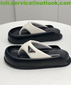 Prada Soft padded nappa leather thong wedge sandals dupe PR007