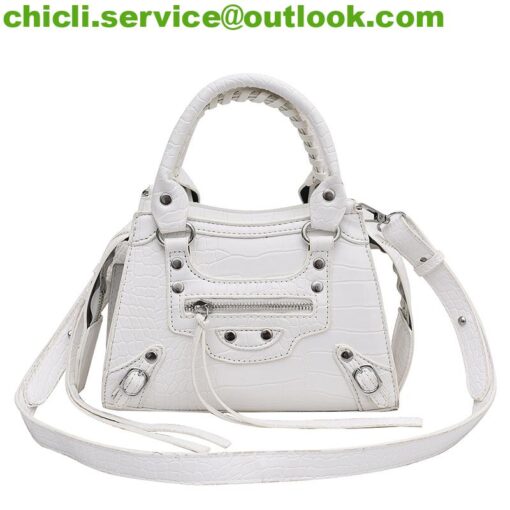 Balenciaga Dupe Neo Classic City XS Croc-Embossed Top-Handle Bag BA002