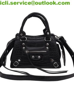 Balenciaga Dupe Neo Classic City XS Croc-Embossed Top-Handle Bag BA002