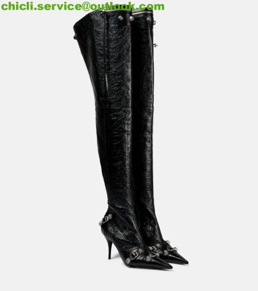 Balenciaga WOMEN’S CAGOLE 90MM OVER-THE-KNEE BOOT IN BLACK Dupe BA015